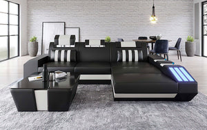 Cosmo Small Modern Leather Sectional with LED