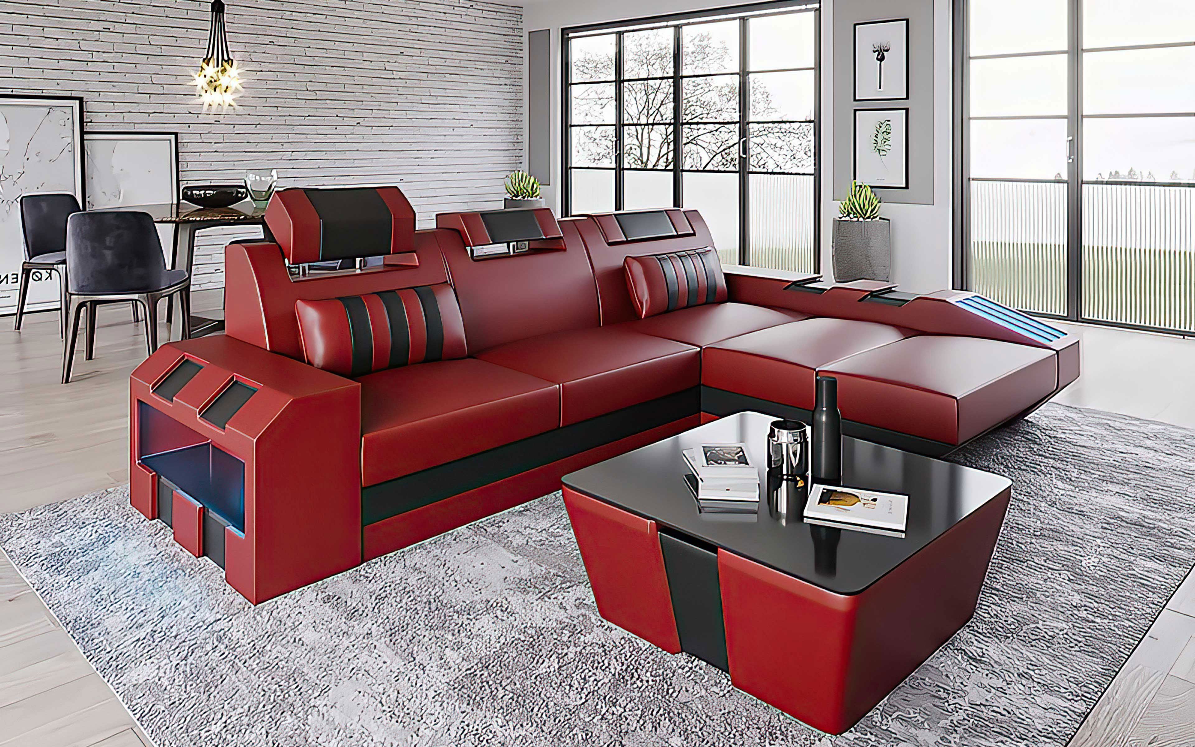 Cosmo Compact LED Sectional - Small Space Party Couch with Mood Lighting