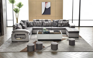 Selena Grey & Light Grey Modular Tufted Sectional