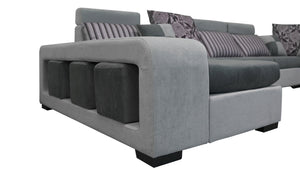 Selena Modular Tufted Sectional With Chaise(Dark Grey & Light Grey)