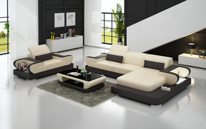 Ezrael Mini Modern Leather Sectional with Chaise