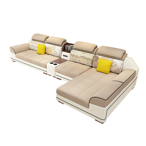 Selena Cream & White Small Modular Tufted Sectional