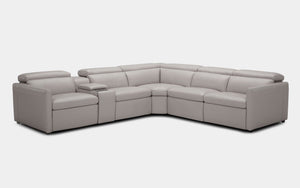 Maison Leather Recliner Sectional Sofa With Console