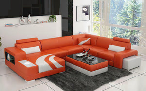 Lawrence Leather Sectional With Ottoman