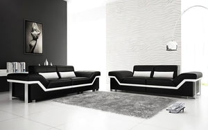 Sylmar Modern Leather Sofa Set With Adjustable Headrest