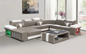 Angelas Modern Leather Sectional with LED Light