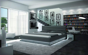 Ramirez Modern Leather Bed with LED Lights