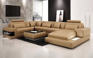 Fano Modern U-Shape Leather Sectional