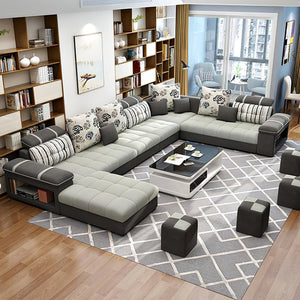 Selena Grey & Dark Grey Modular Tufted Sectional