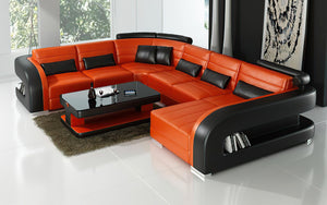 Hennessey Modern U-Shape Leather Sectional