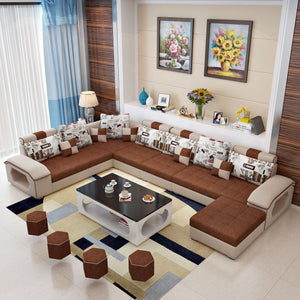 Selena Tan & Cream Modular Tufted Sectional