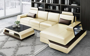 Civia Small Leather Sectional with Side Storage