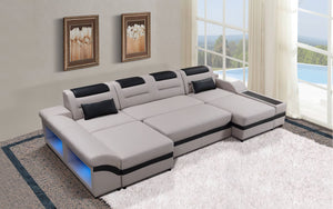 Venus Modern Leather Sectional with USB Port