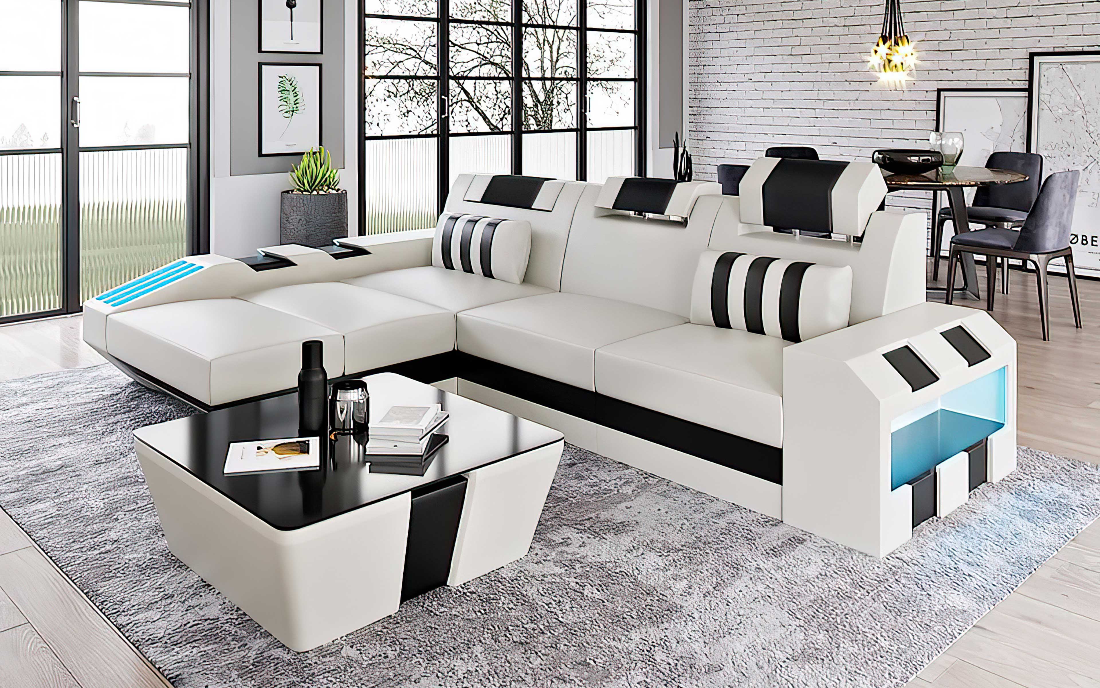 Cosmo Compact LED Sectional - Small Space Party Couch with Mood Lighting
