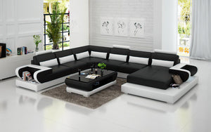 Mirak Modern U-Shape Leather Sectional