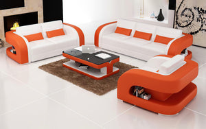 Hennessey Modern Leather Sofa Set