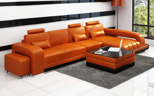 Heather Small Modern Leather Sectional with Chaise