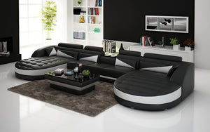 Geode Leather Sectional with Shape Chaise