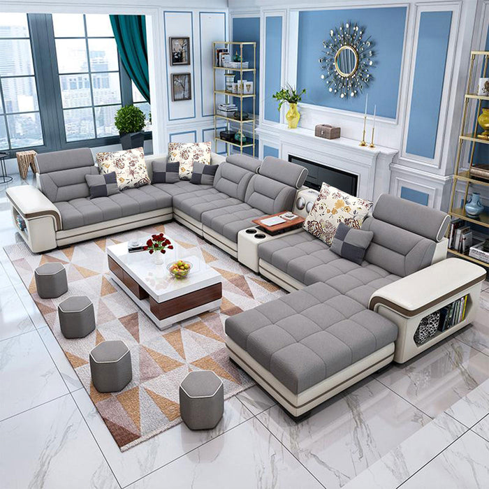 Selena Dove Grey & Cream Modular Tufted Sectional