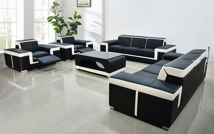 Perrault Leather Sofa Set with Adjustable Headrest