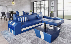 Cosmo Small Modern Leather Sectional with LED