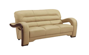 Daskiny Leather Beige Sofa Set