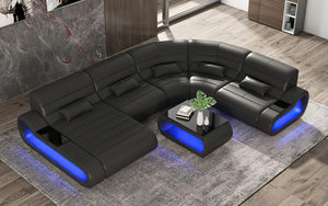 Catina Leather Curve Shape Sectional