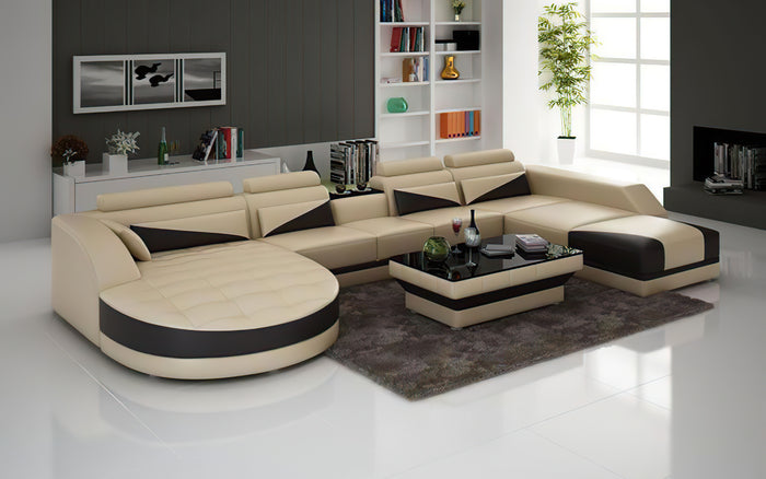 Lilo Leather Sectional with Shape Chaise