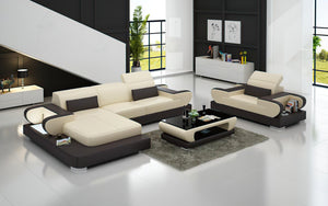 Ezrael Mini Modern Leather Sectional with Chaise