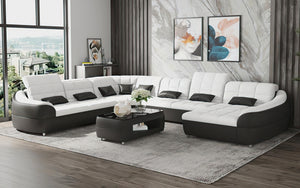 Aumin Modern Leather Sectional with Chaise