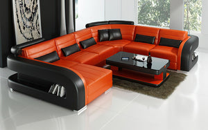 Hennessey Modern U-Shape Leather Sectional