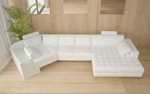 Lyric Small Leather Sectional with Tufted Chaise