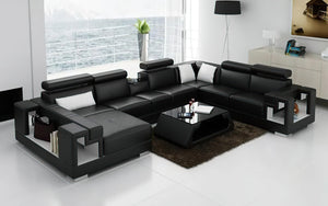 Moore Leather Sectional with Storage