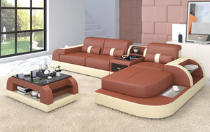 Piliu Small Leather Sectional with Chaise