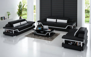 Taliya Leather Sofa Set with Adjustable Headrest