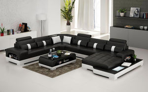 Mequon Large Leather Sectional with LED Lights