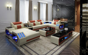 Omont Modern Leather Sectional with Console | Futuristic Furniture