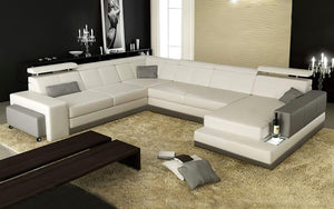 Carsa Modern Leather Sectional with Chaise