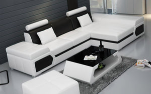 Lanz Mini Modern Leather Sectional with Chaise