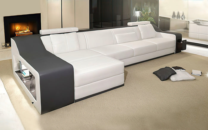 Sokol Mini Modern Leather Sectional with Chaise