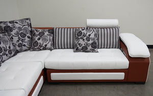 Selena Modular Compact Sectional StyleA(White&Brown)