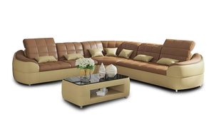 Aumin Modern Leather Corner Sectional with Adjustable Headrest