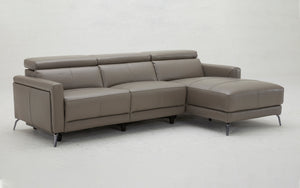 Belia Modern Leather Sectional With Recliner