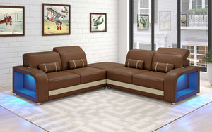 Ronan Modern Sectional with LED, Brown. Special Order Available 