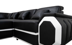 Univo Modern Leather Sectional with LED Lights