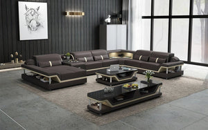 Bewley Modern Leather Sectional With Storage