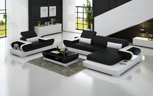 Ezrael Mini Modern Leather Sectional with Chaise