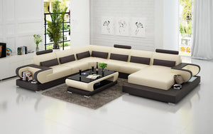 Mirak Modern U-Shape Leather Sectional