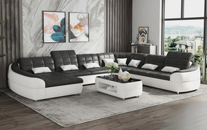 Aumin Modern Leather Sectional with Chaise