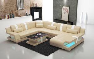 Yuli Modern U Shape Leather Sectional